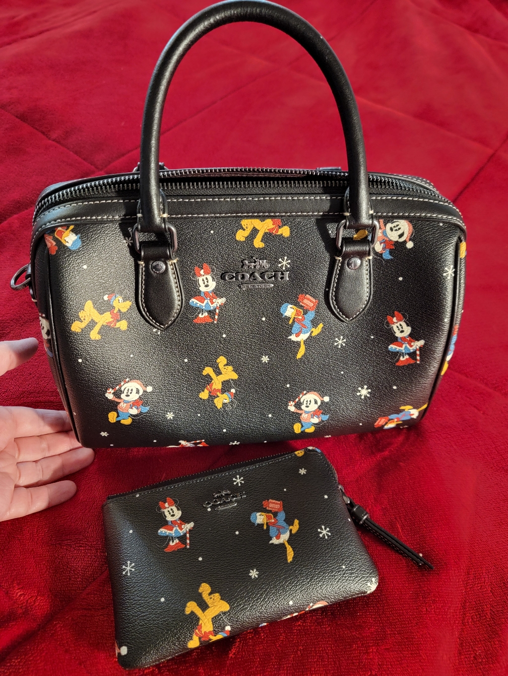 Coach Black Disney Mickey & Friends Mini Satchel With Pouch